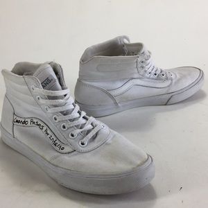 White Vans High Top Shoes Primo Distressed Tagged
